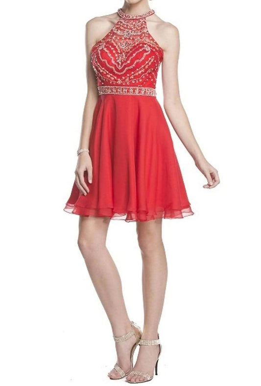 Ornate Halter Homecoming Dress