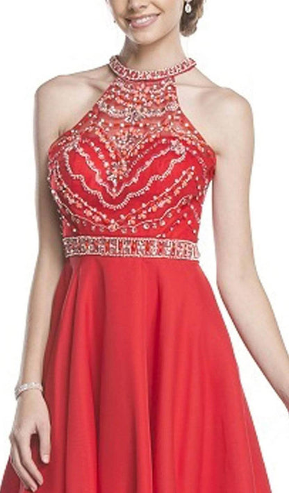Ornate Halter Homecoming Dress