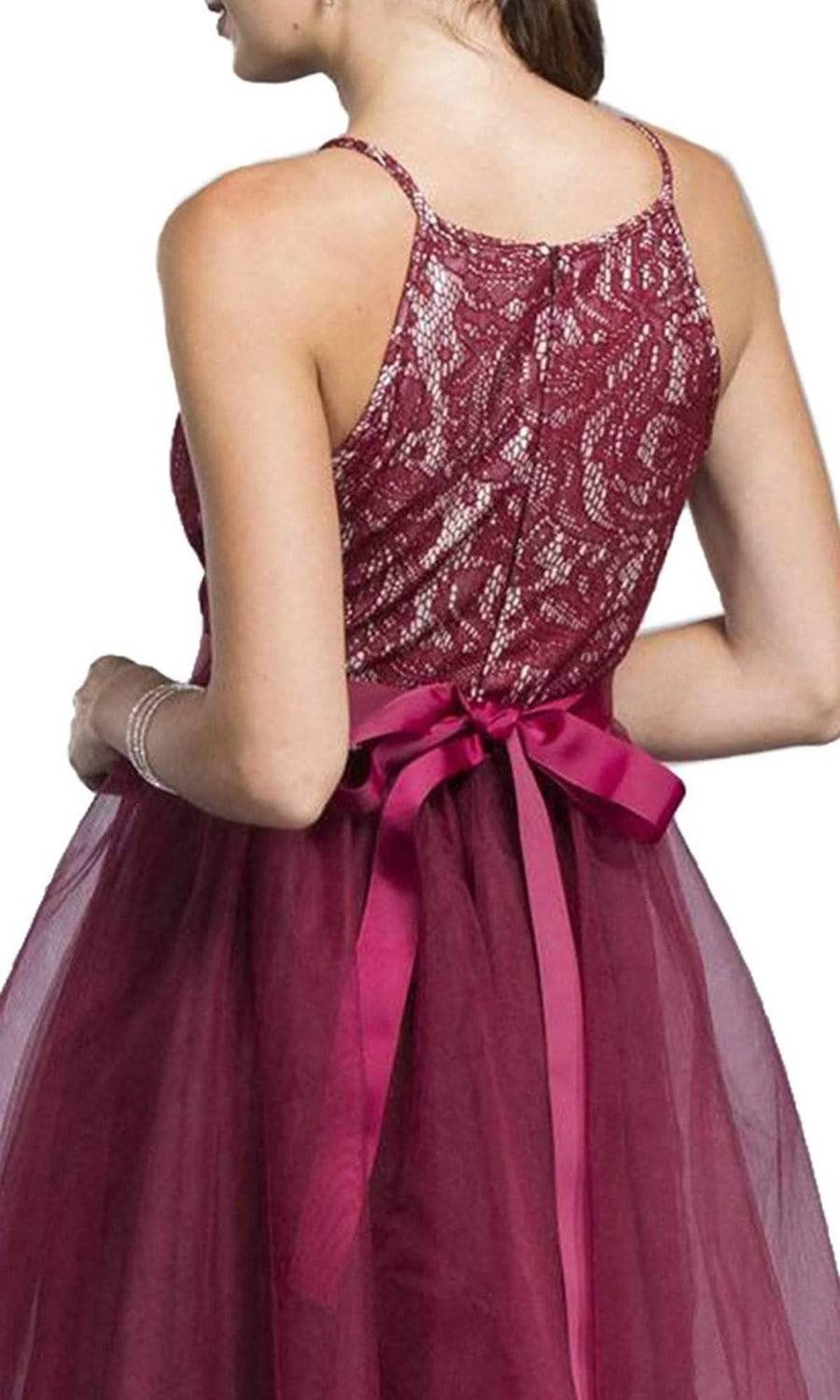 Short Halter Lace Bodice Dress