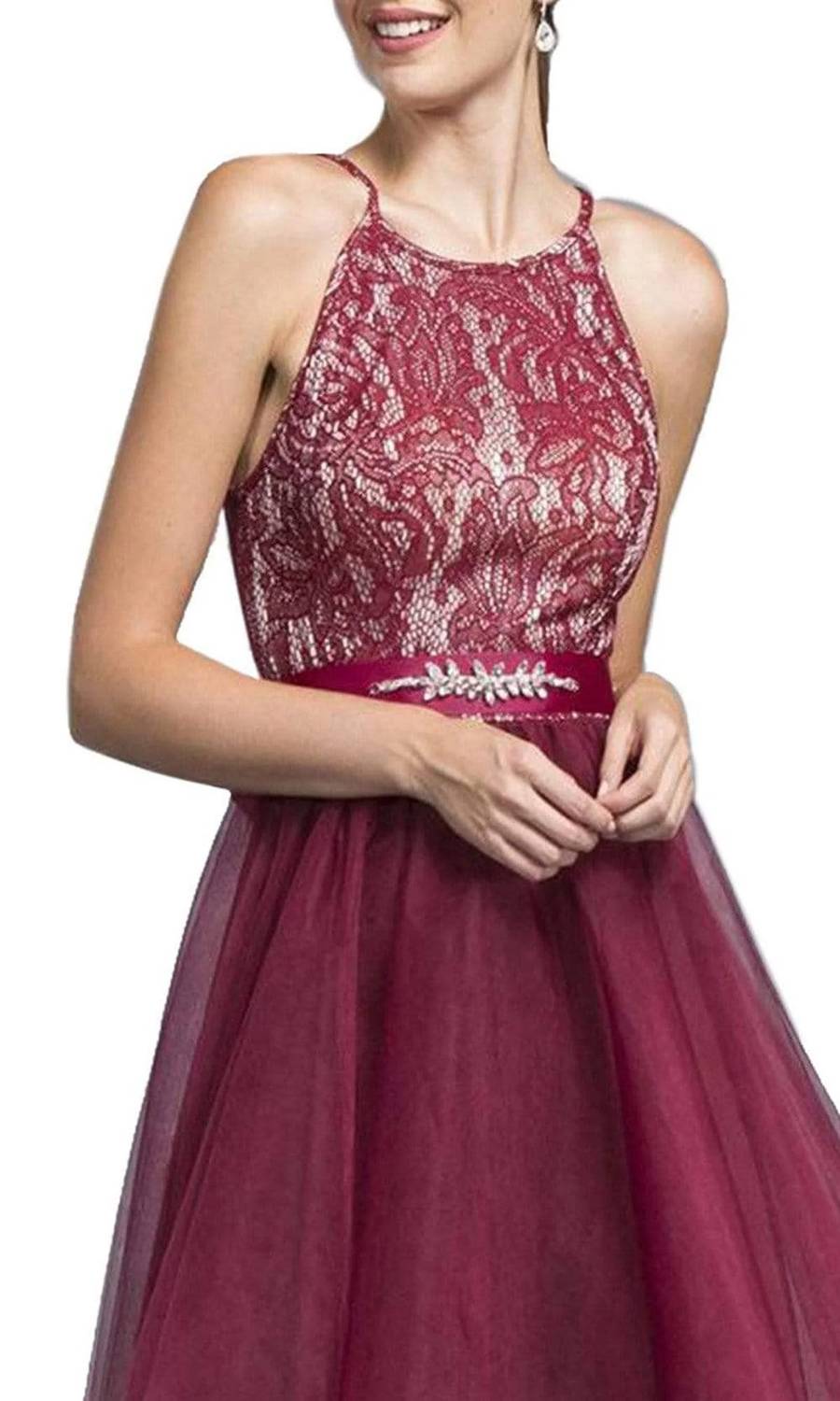 Short Halter Lace Bodice Dress