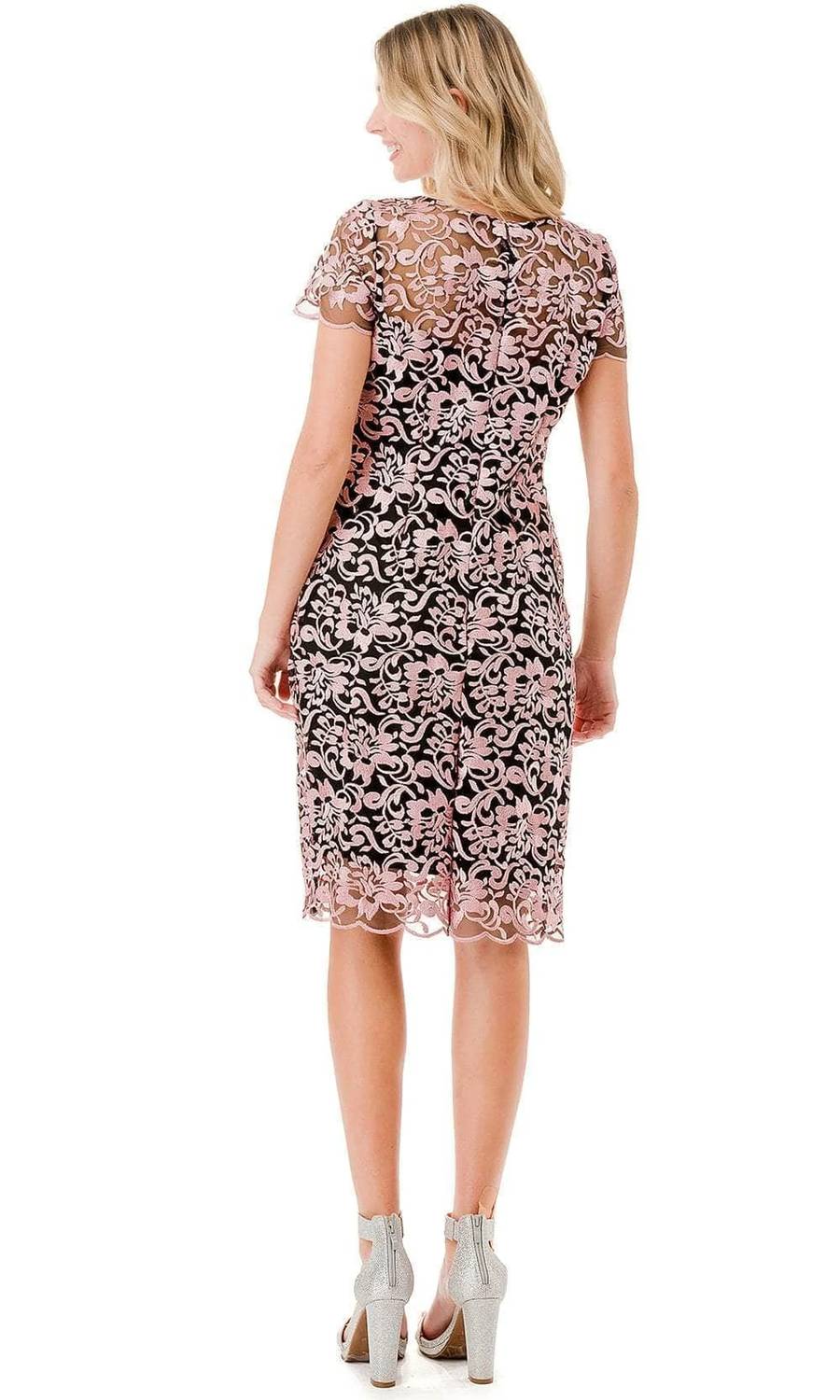 Short Sleeve Jewel Neck Formal Midi Dress - Plus