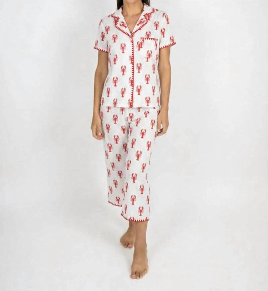 Cute Stitching Lobster Cropped Pajama Set
