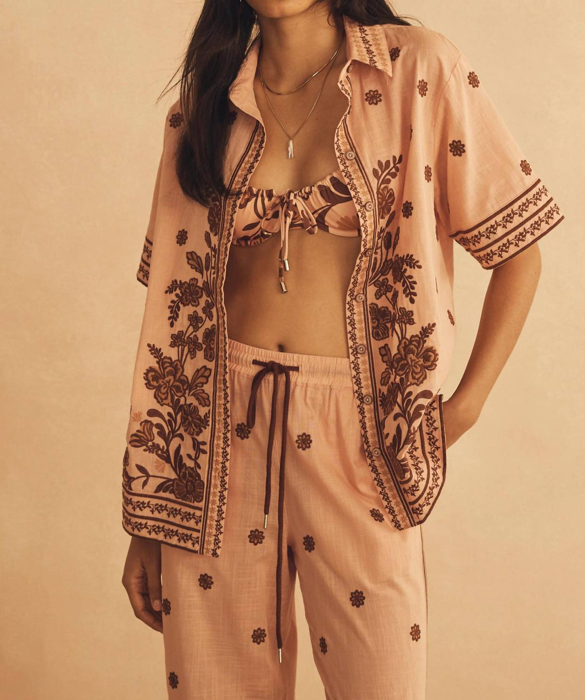 Infiorata Embroidered Short Sleeve Resort Shirt