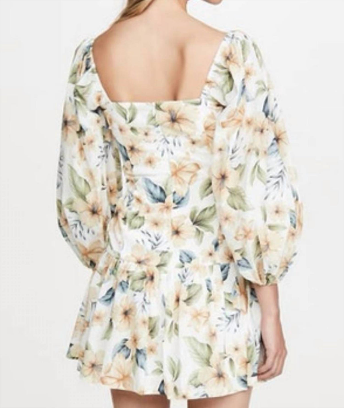 Puff Sleeve Pleated Mini Dress