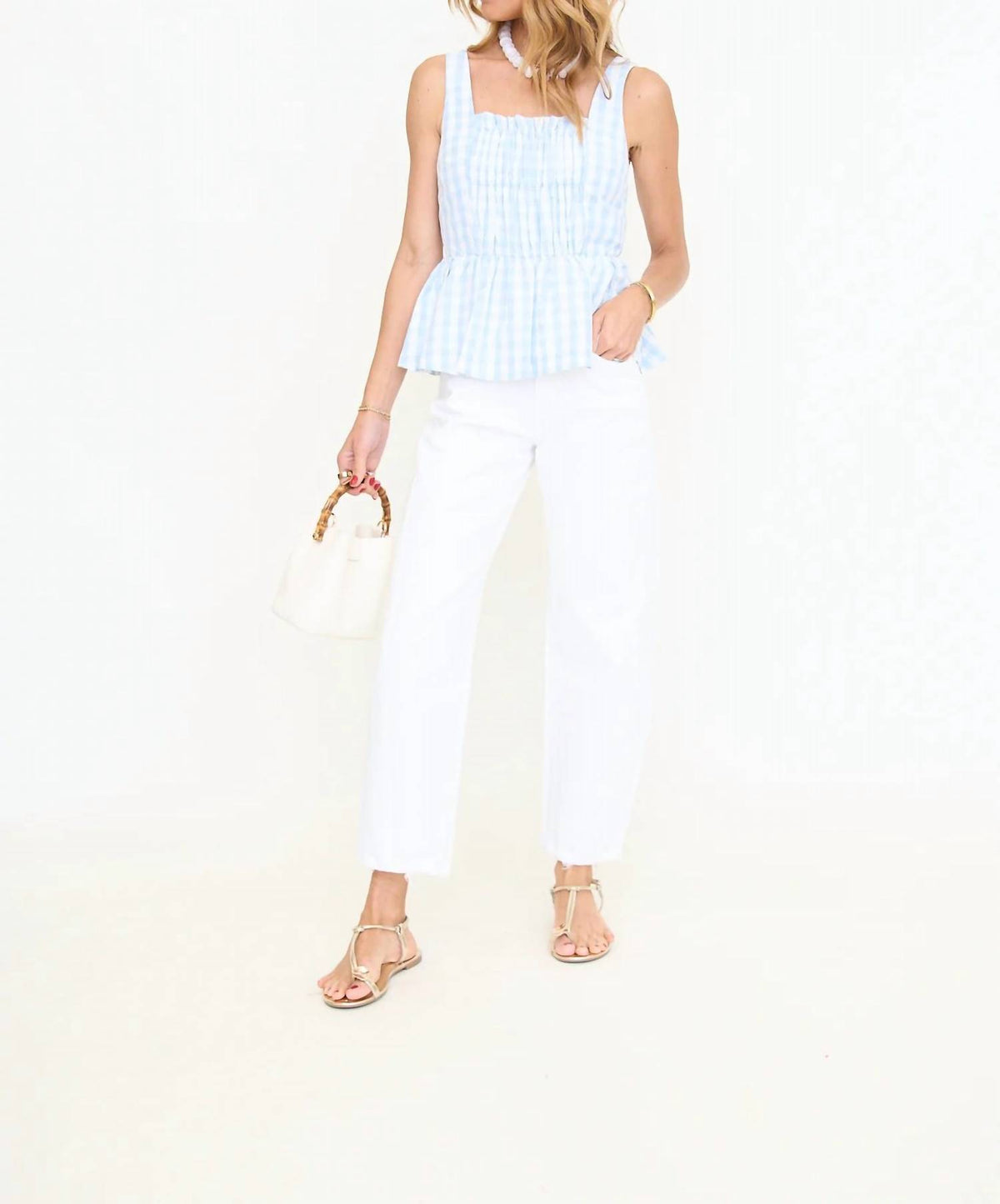 Gingham Peplum Top