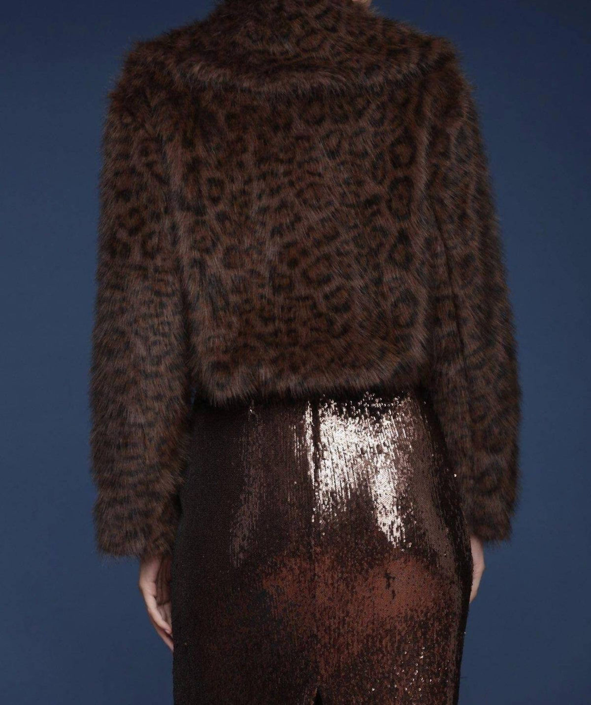 Leopard Faux Fur Cropped Coat