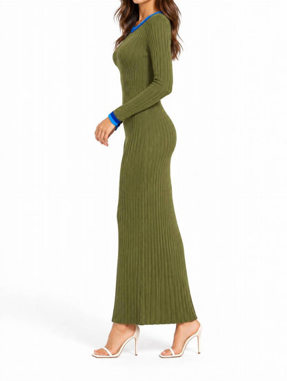 Long Sleeved Ribbed Knit Maxi Dress