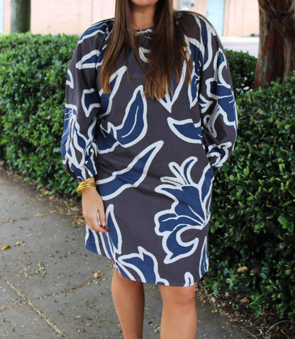Long Sleeve Patterened Dress