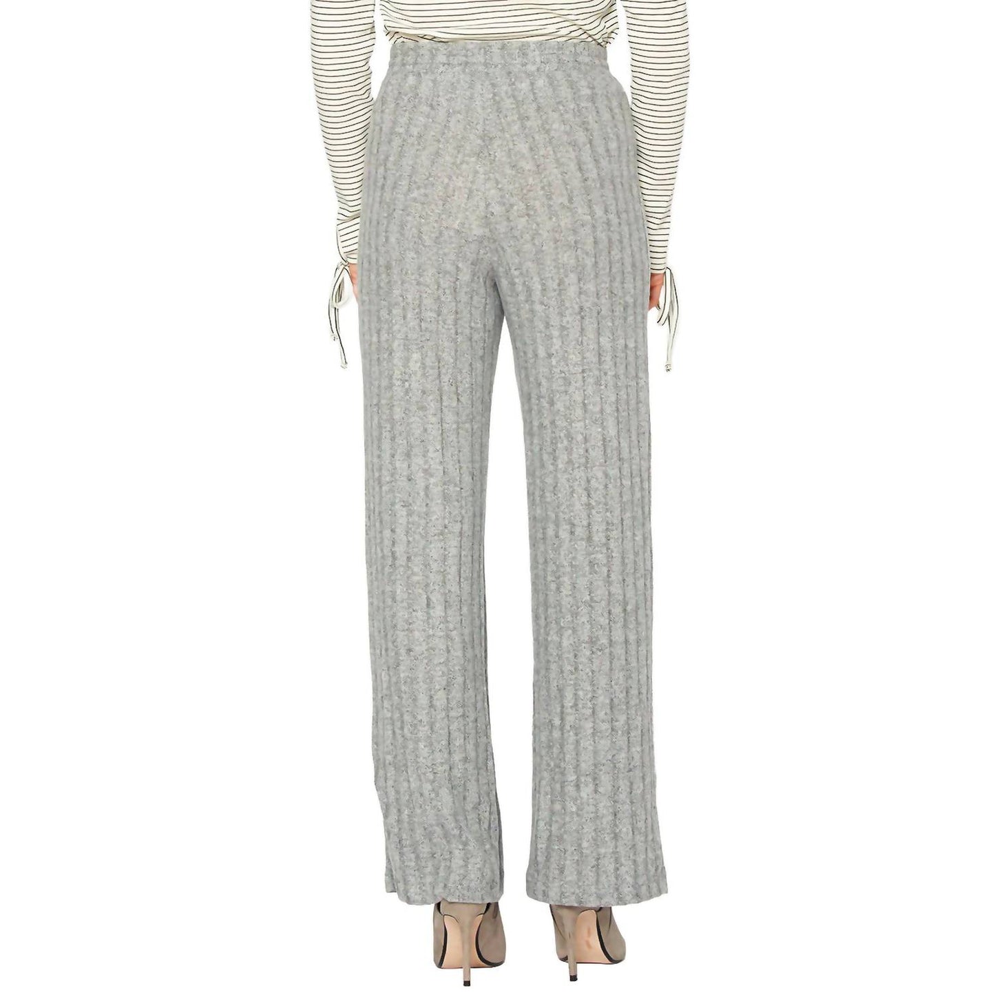 Women's High Waist Ribbed Knit Straight Pants
