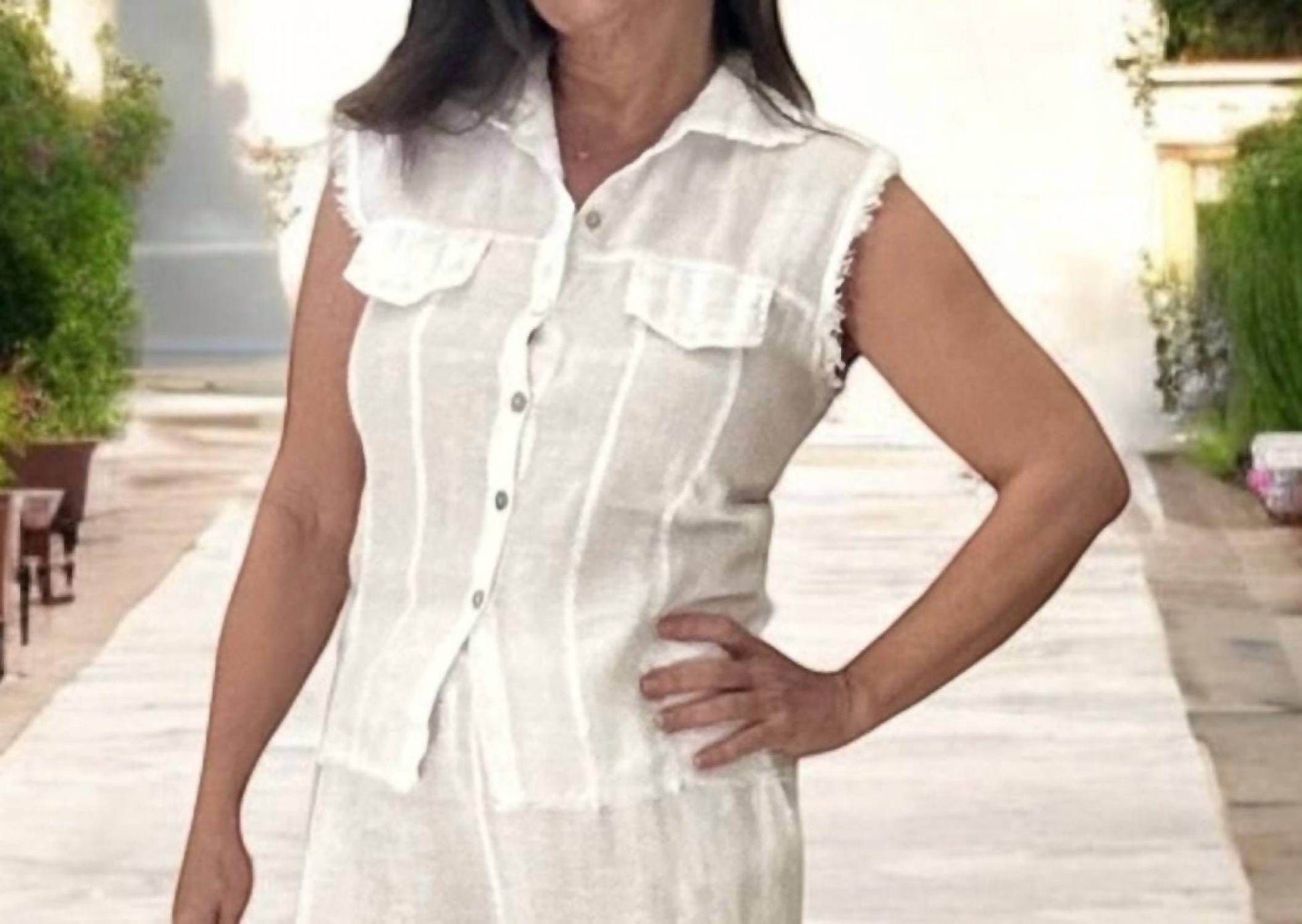 Joyna - Light Linen Waistcoat Top - Rack Hunt -