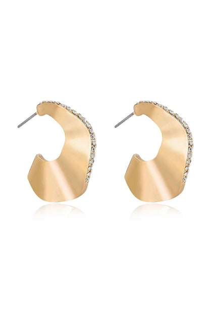 Women's Ripple Pave Hoops Earrings