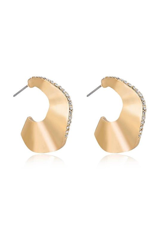 Women's Ripple Pave Hoops Earrings