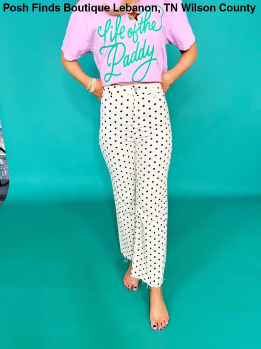 Women's Mini Polka Dot Stretchy Denim Pants
