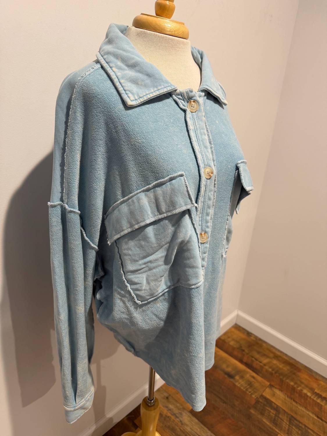 Women's Vintage Patchwork Drop Shoulder Shacket