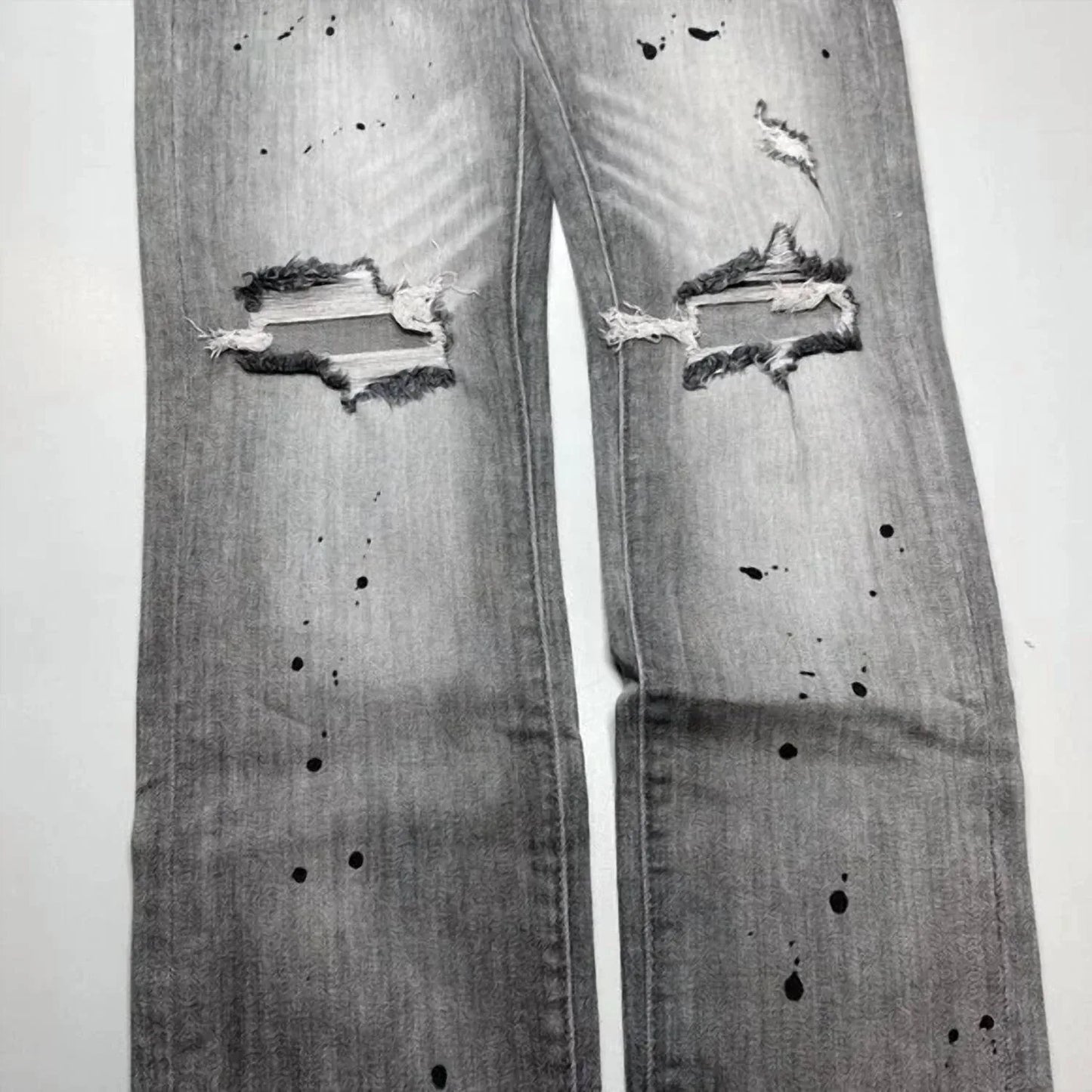 Tulones - Men’s Paint Splash Two-hole Denim Skinny Jeans - Rack Hunt