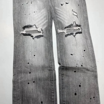 Tulones - Men’s Paint Splash Two-hole Denim Skinny Jeans - Rack Hunt