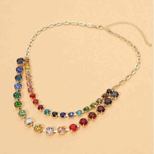 Women's Crystal Double Row Statement Necklace