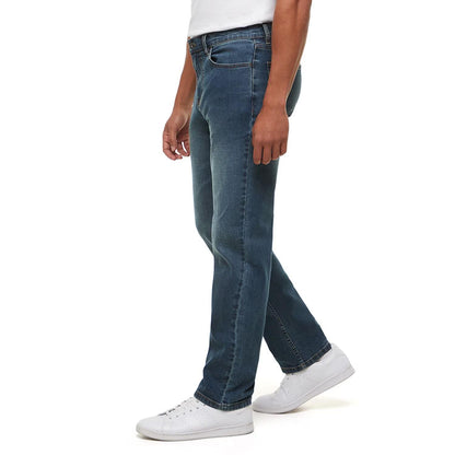 Stretch Cotton Blend Straight Fit Denim Jeans