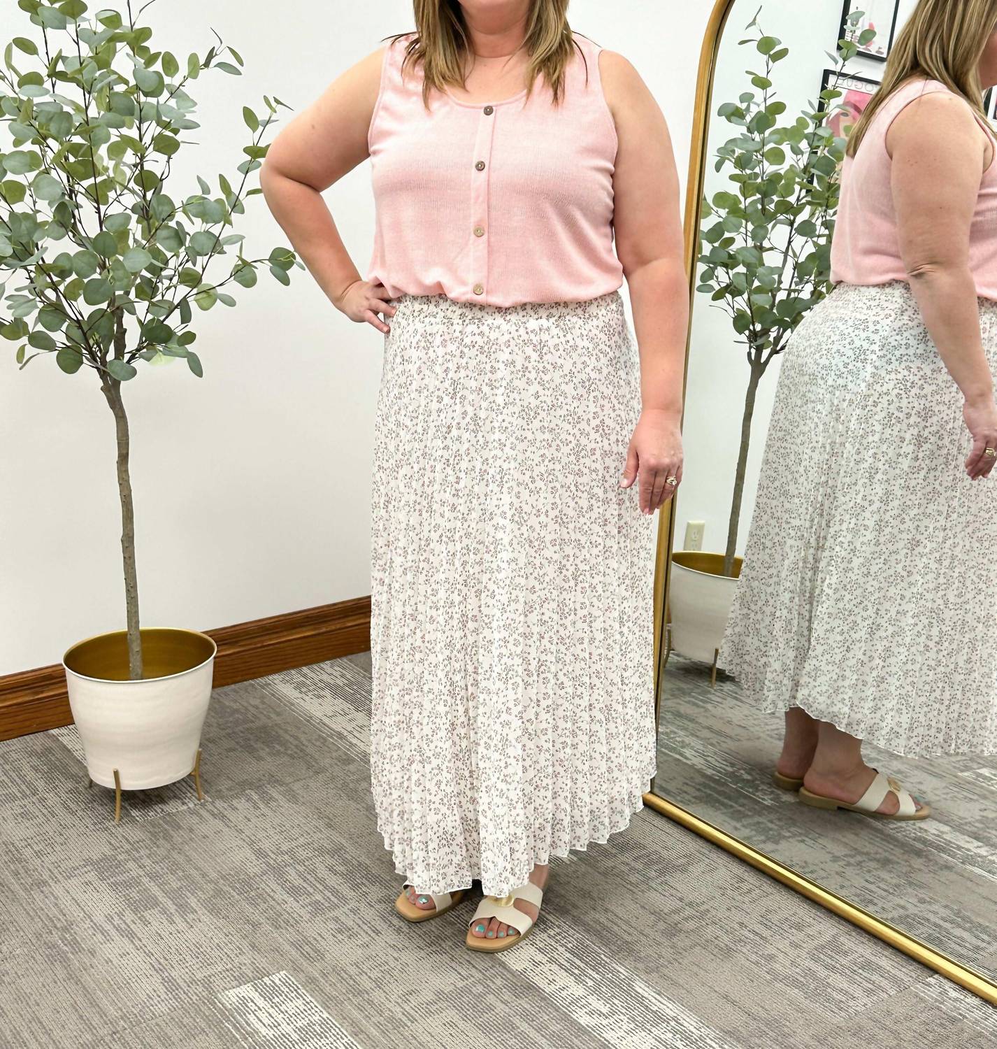 Floral Pleated Maxi Skirt