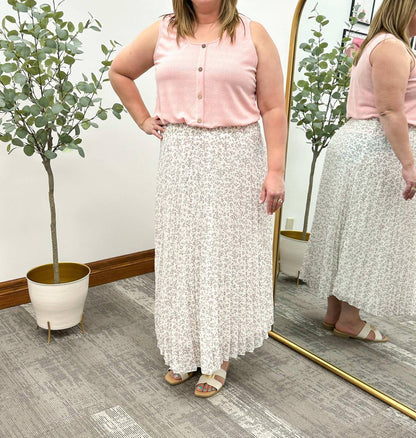 Floral Pleated Maxi Skirt