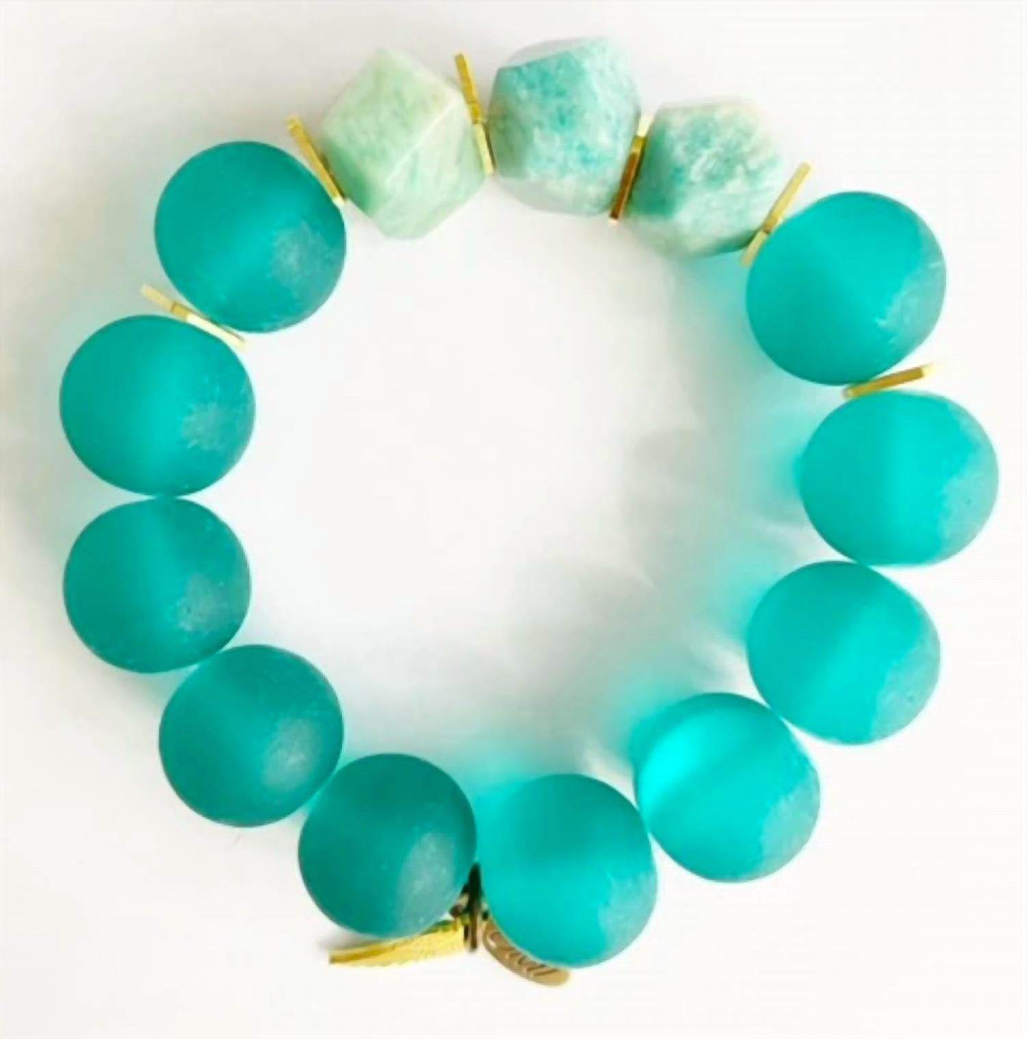OMI - Women's Sea Gypsy Glass With Amazonite Chunk Bracelet - Rack Hunt -