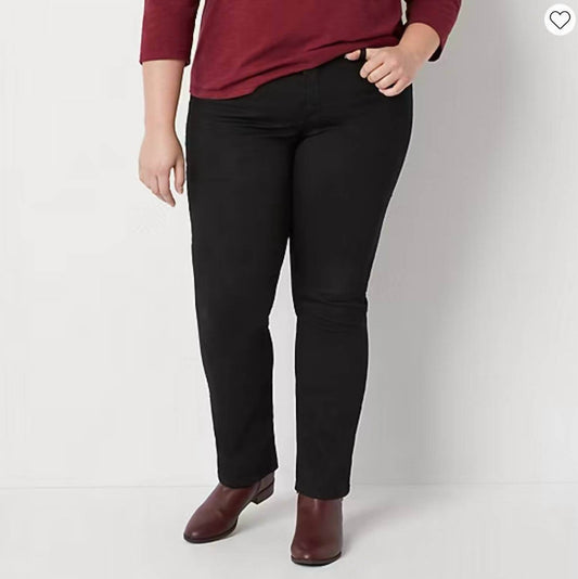 St. John's Bay - Secretly Slender Mid Rise Straight Leg Jeans - Plus - Rack Hunt -