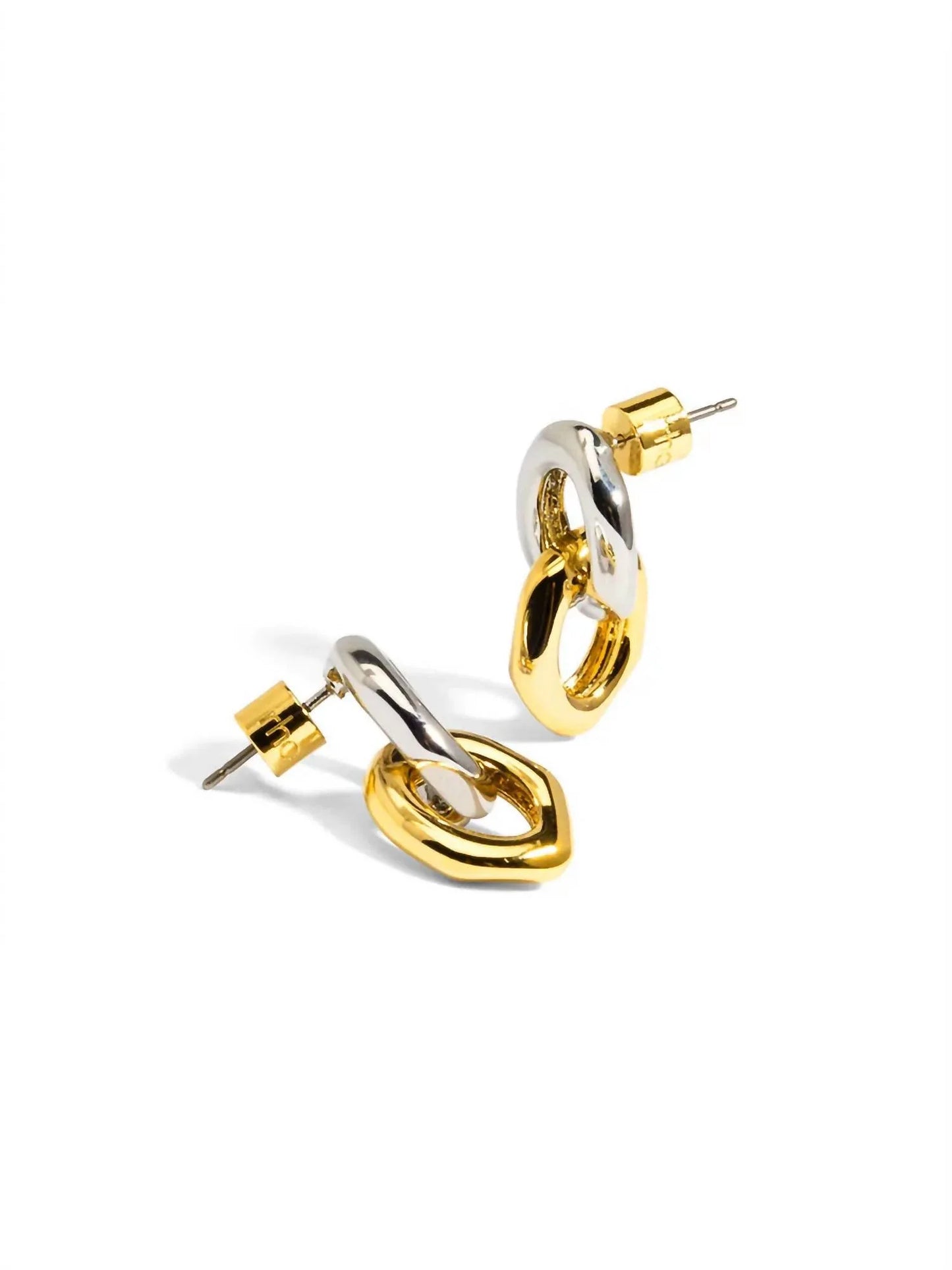 Rho - Women's Two-tone Small Link Drop Earring - Rack Hunt