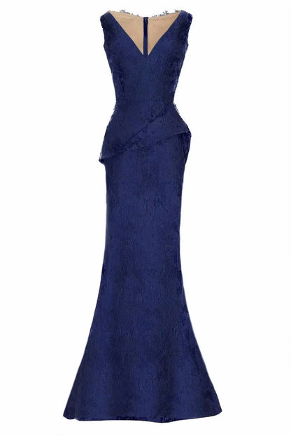 Women's Gilt-accented Jacquard Peplum Mermaid Gown