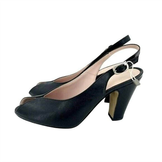 Fauzian Jeunesse - Leather Peep Toe Slingback Pumps - Rack Hunt -