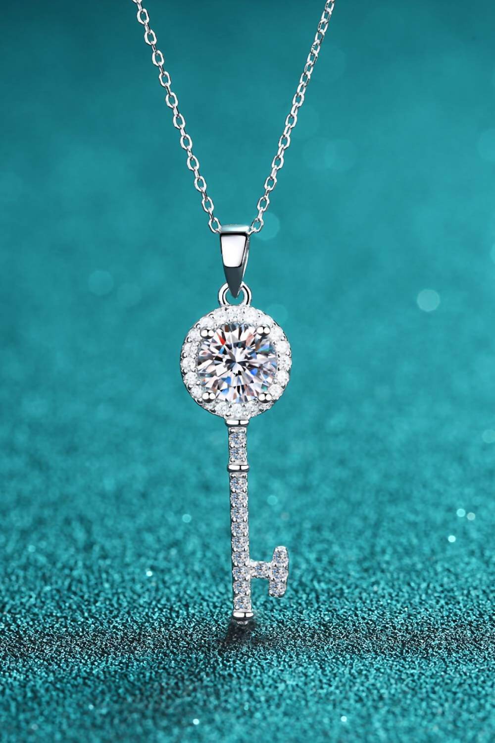 Adored - Moissanite Key Pendant Necklace - Rack Hunt -
