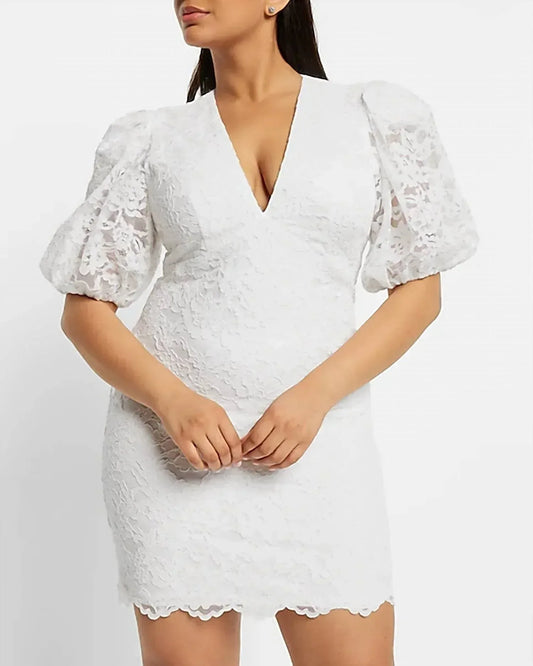 Express - Bridal Lace Puff Sleeve Mini Dress - Rack Hunt