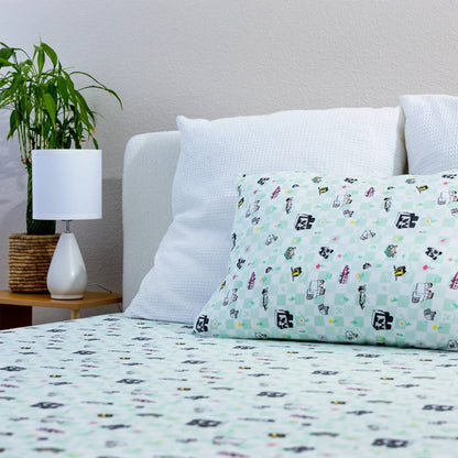 Kid's Minecraft Sleep Repeat Bamboo Twin Sheet Set