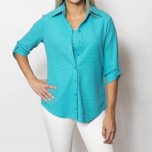 Pucker Knit Button Shirt