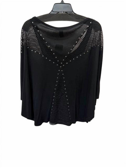 Women Oversized Flutter Sleeve Fishnet Studded Blouse