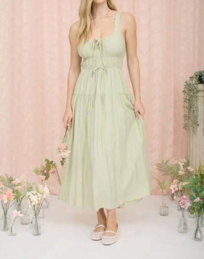Front Tie Keyhole Detail Sleeveless Midi Dress