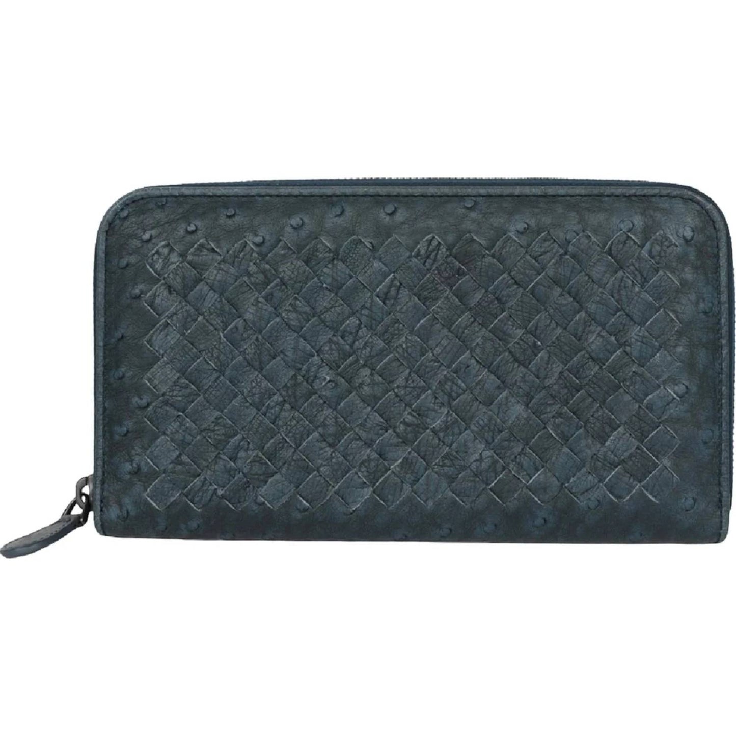 Women's Intrecciato Ostrich Leather Zip Around Wallet