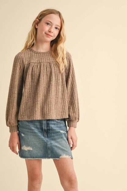Girl's Crew Neck Babydoll Sweater