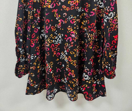 Women's Round Neck Bubble Sleeve Leopard Print Blouse