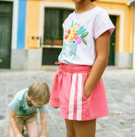 Girls' Flora & Feline Double-sided Graphic Tee