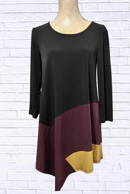 Diva USA - Colorblock Asymmetrical Hem Knit Tunic - Rack Hunt