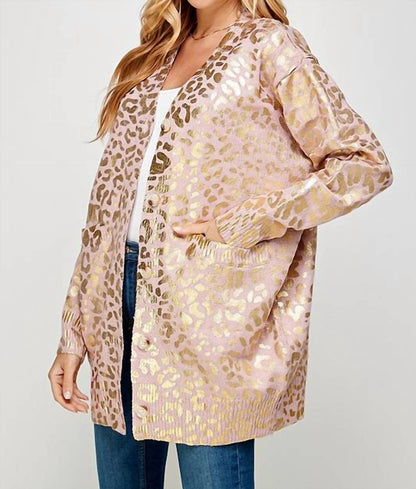 Foil Animal Print Long Cardigan
