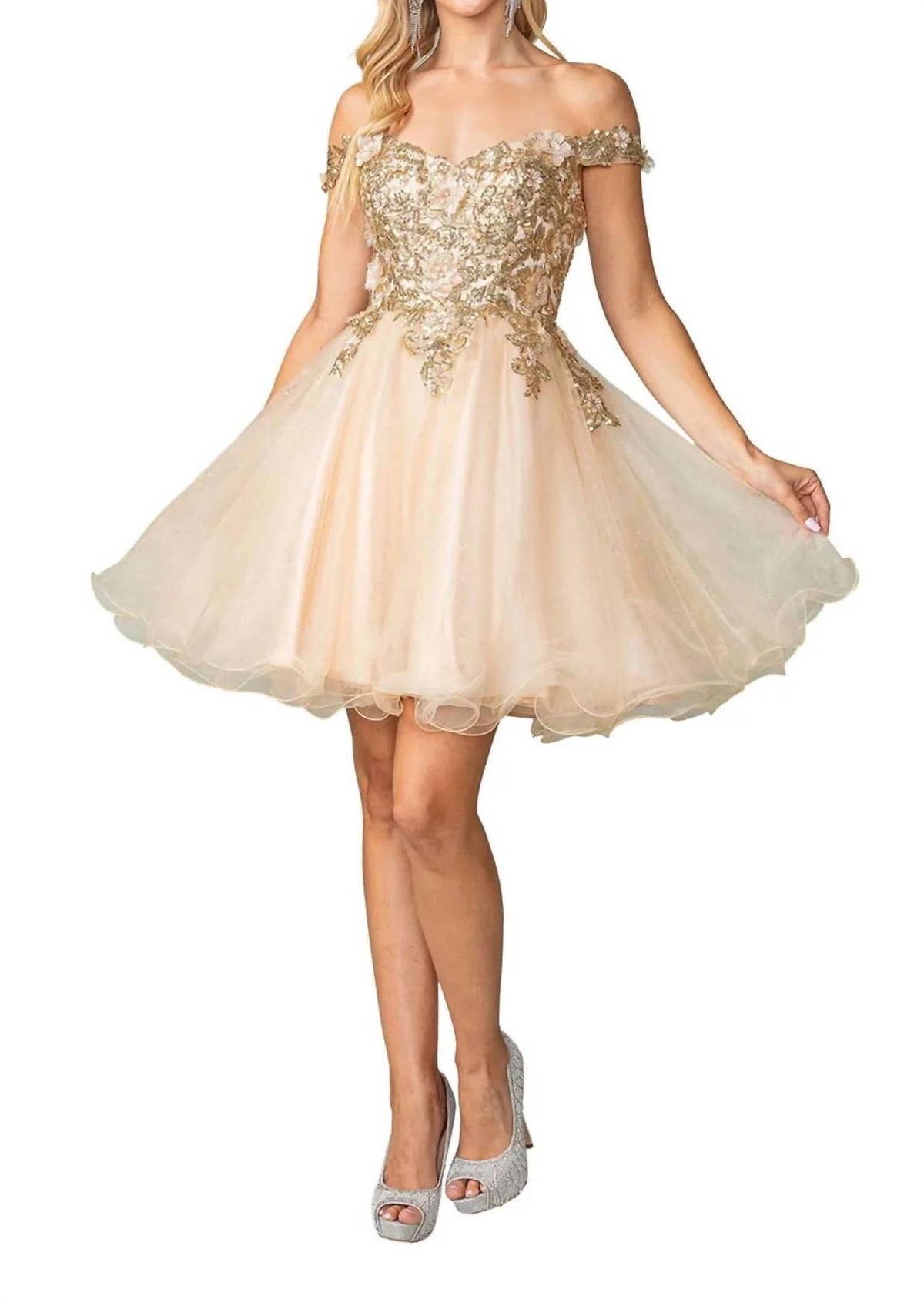 Gilded Bodice Cocktail Dress