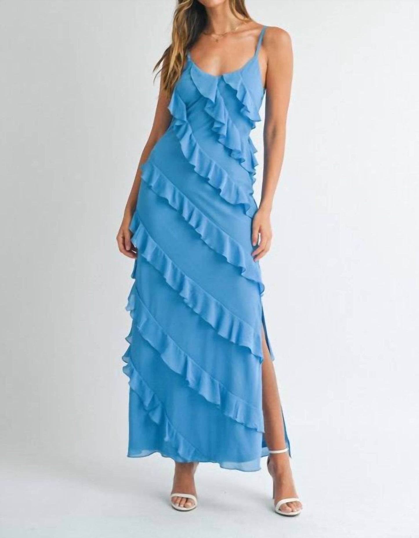 Asymetrical Tiered Ruffled Maxi Dress