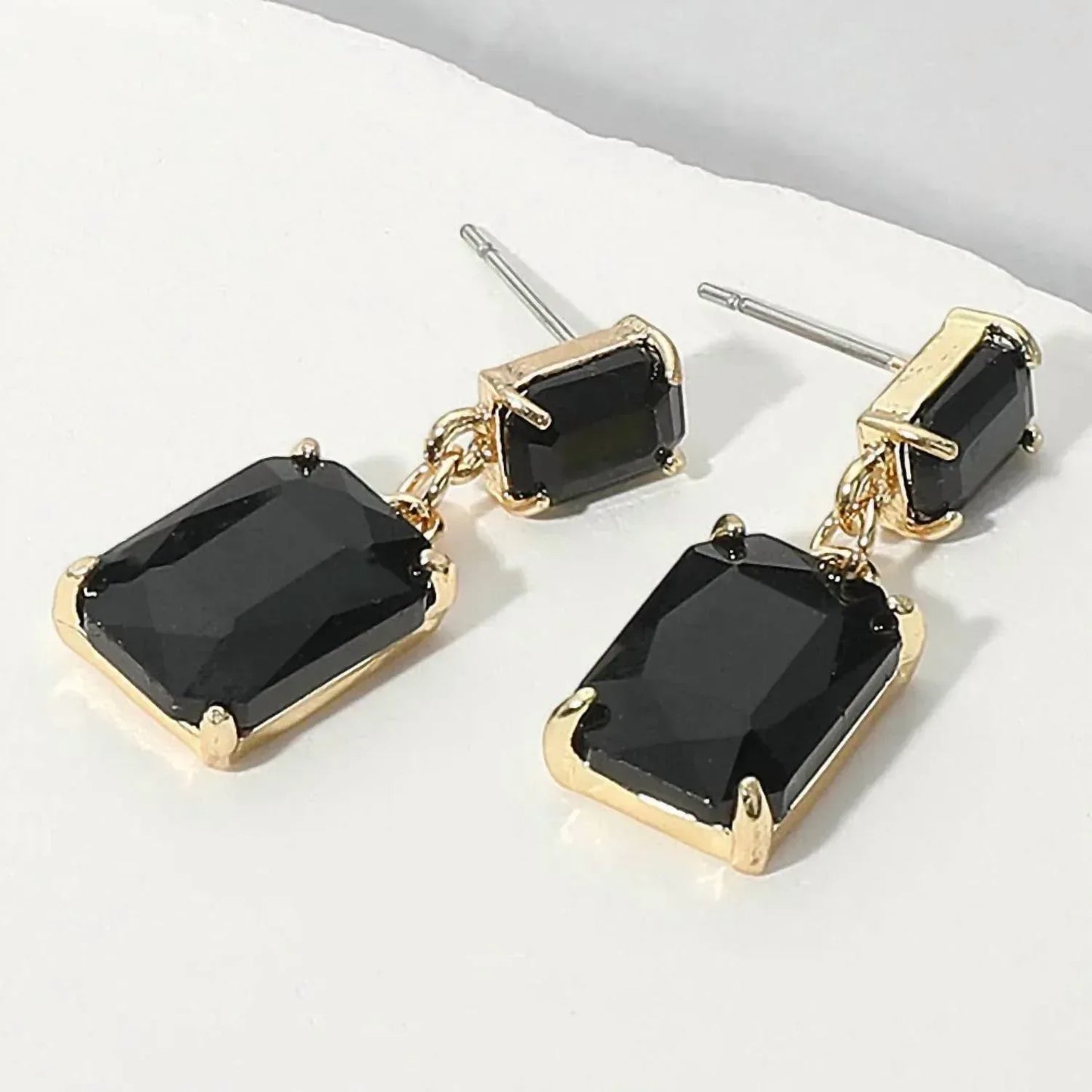 Sensibling Corp - Women's Charlotte Rectangular Glass Stone Cluster Earrings - Rack Hunt