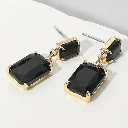 Sensibling Corp - Women's Charlotte Rectangular Glass Stone Cluster Earrings - Rack Hunt