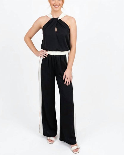 Satin Color Block Pull On Pants