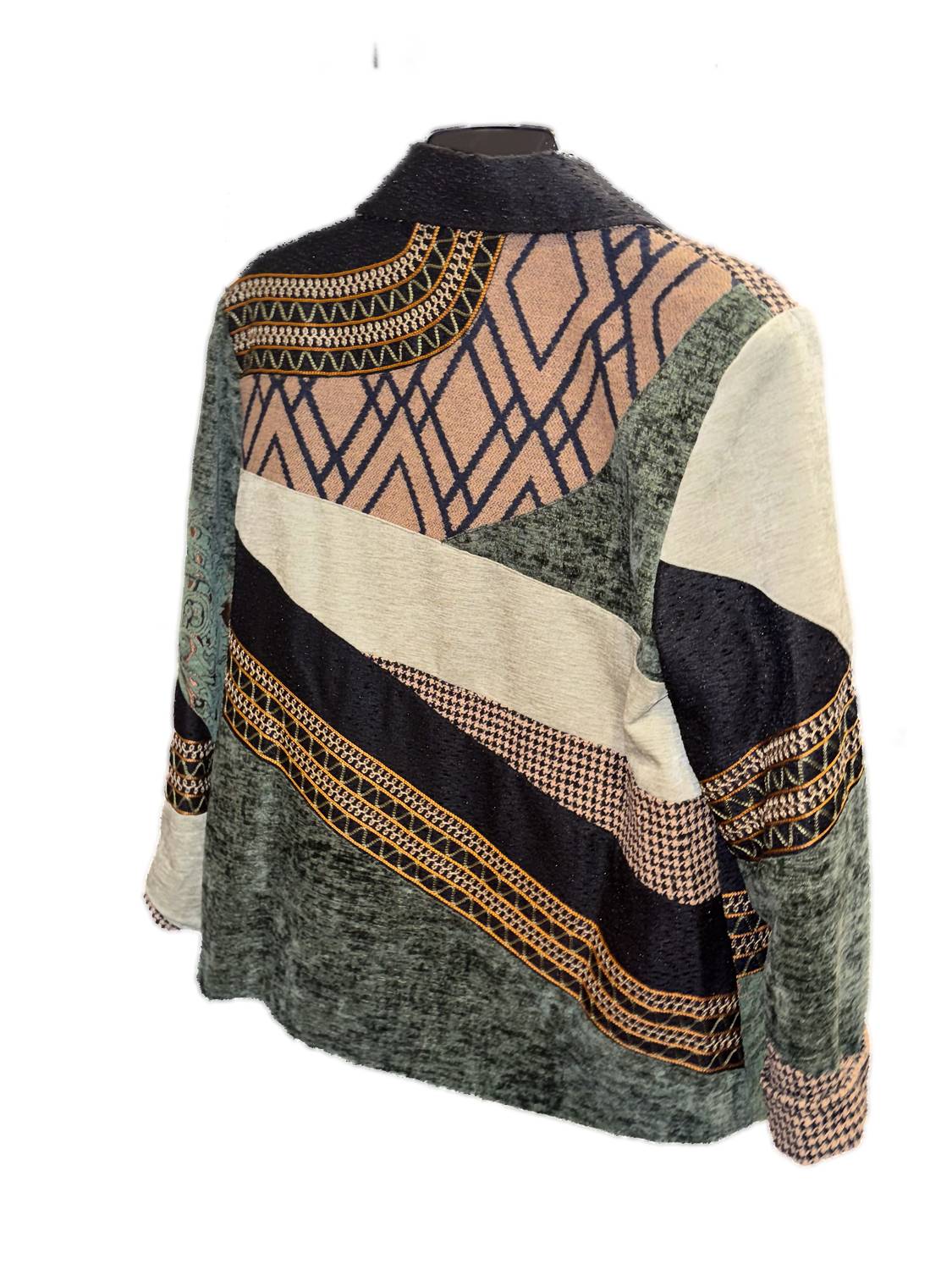 Women's Woven Button Front Patched Tunic Jacket
