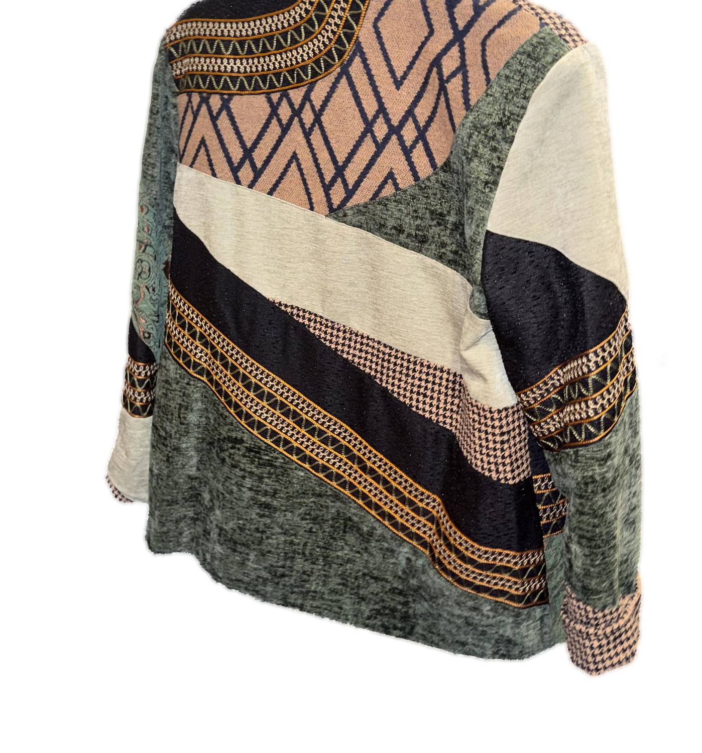 Women's Woven Button Front Patched Tunic Jacket