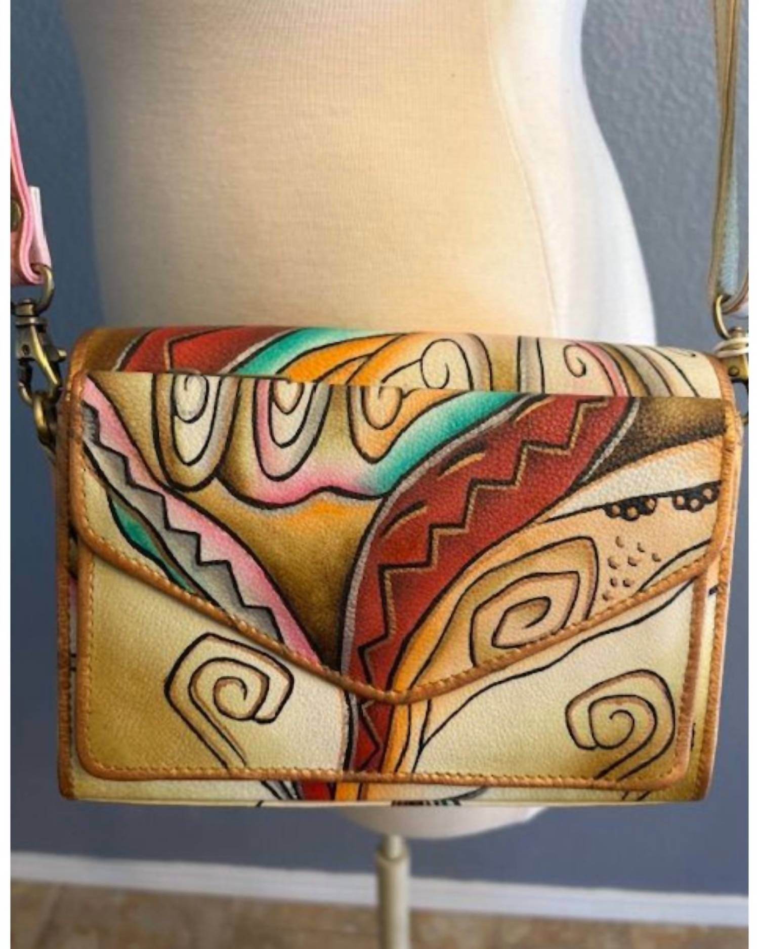 Magnifique - Women's Hand Painted Leather Crossbody Bag - Rack Hunt -