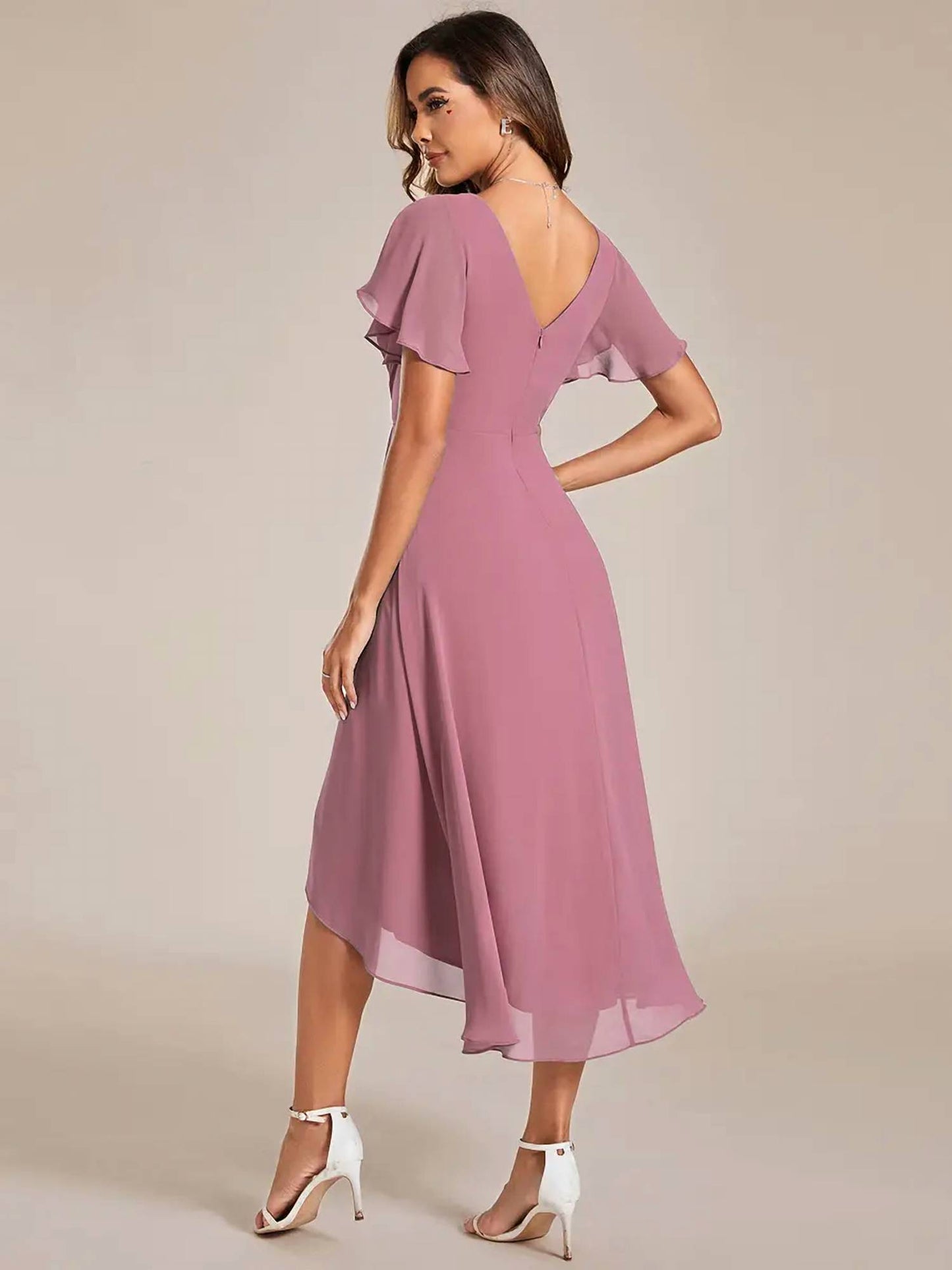 Pleated Ruffles Chiffon Dress